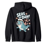 Kawaii Ichthyosaur Sea the Day! Marine Reptile Design Zip Hoodie