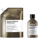 L’Oréal Professionnel Absolut Repair Molecular Shampoo 300ml and Refill Pack 500ml for damaged hair