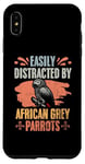 Coque pour iPhone XS Max Facilement distrait par l'ornithologie rétro des perroquets gris africains