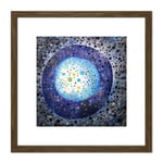 Ei-Kyu Dawn Spheres Planet Abstract Painting 8X8 Inch Square Wooden Framed Wall Art Print Picture with Mount