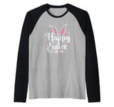 Happy Easter Easter bunny colorful Easter Eggs Raglan Baseball Tee