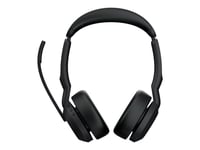 Jabra Evolve2 55 MS Stereo - Micro-casque - sur-oreille - Bluetooth - sans fil - Suppresseur de bruit actif - USB-C - noir - certifié Zoom, Cisco Webex Certified, Certifié Alcatel-Lucent...