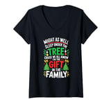 Womens Might As Well Sleep Under The Tree Shirt Christmas Pajamas V-Neck T-Shirt