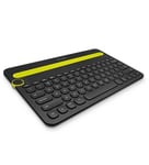 Logitech K480, Clavier QWERTY Allemand (sans fil, Bluetooth, universel, pour appareils mobiles, Noir, Vert)