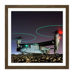 Miltary USA Navy V-22 Osprey Tritrotor Aircraft Photo Square Wooden Framed Wall Art Print Picture 16X16 Inch