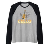 Cello Instrument Funny Playing Musical Lesson Raglan Baseball Tee