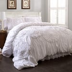 Lush Decor Serena 3-Piece Comforter Set, Queen, White