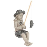 Design Toscano Big Catch Nellie Girl Statue de Jardin en Pierre moulée Bicolore Taille Moyenne 43,2 cm