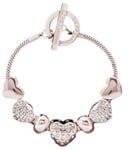 Lipsy Rose Gold Coloured Crystal Heart Charm Bracelet female