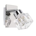 MiniSun Pair of Modern Silver Chrome Plate & Clear Glass Ice Cube Shade Wall Spotlight Lamps