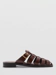 Mango Cadaques Leather Fisherman Sandals, Brown