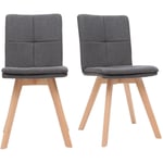 Miliboo - Chaises scandinaves en tissu gris foncé et bois clair (lot de 2) thea