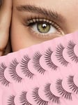 Eyelashes Natural 16mm False Lashes Cat Eye Lightweight Strip Lashes False Eyelashes C Curl Eye Lashes 3D Volume Fluffy Eyelashes Siligli Lashes Pack 7 Pair Lash Eyelash