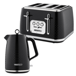 Swan Elegance Kettle & 4 Slice Toaster Kitchen Set (Black) 🚚💨