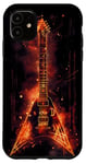 Coque pour iPhone 11 Groupe de guitare électrique, conception nordique de flammes