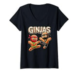 Womens Funny Ginjas Gingerbread Ninjas for youth kid girls & boys V-Neck T-Shirt