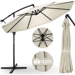 Tillvex - Parasol déporté Beige hexagonale 3M avec manivelle Pare-soleil avec pied Protection uv en aluminium pour le jardin Parasol à manivelle pour