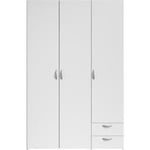 Armoire VARIA - blanc - 3 portes + 2 tiroirs - 120 x 185 x 51 cm