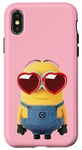 Coque pour iPhone X/XS Minions Cute Bob In Love Heart Shaped Glasses Portrait