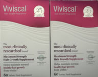 2x Viviscal Maximum Strength Hair Growth Supplement 120 Tabs - Exp date 11/24