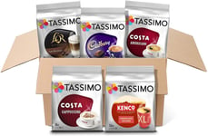 Tassimo Variety Box Costa, Kenco, Cadbury & L'OR Coffee Pods Pack of 5, Total 56