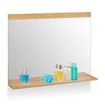 Relaxdays Miroir Mural avec Surface de Rangement, Bambou et Verre, HL 68,5x90 cm, Salle Bain, Chambre, Dressing, Nature