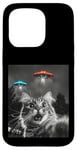 Coque pour iPhone 15 Pro Maine Coon Cat Selfie avec Alien OVNI Homme, Femme, Enfant