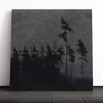 Big Box Art Canvas Print Wall Art Mikalojus Konstantinas Ciurlionis Moonlit Forest | Mounted & Stretched Box Frame Picture | Home Decor for Kitchen, Living Room, Bedroom, Muli-Colour, 14x14 Inch