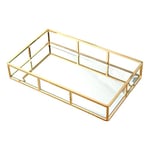 PuTwo Plateau Miroir, Plateau Rectangulaire Plateau Miroir Decoratif Plateau Doré Plateau Metal Plateau Vintage Plat Service Bijoux Plateau Idéal pour Décoration de Salle de Bain, Chambre, Coiffeuse