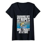 Womens Earning My Stripes One Trout at a Time Trout V-Neck T-Shirt