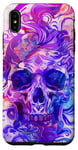 Coque pour iPhone XS Max Aquarelle violette ethnique horreur bleu feu flamme crâne