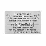 DEGASKEN Romantic Love Card for Him Boyfriend - I Will Choose You Over and Over Again - Wedding Anniversary Card for Men Husband, Christmas Valentine Wallet Card