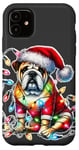 Coque pour iPhone 11 Bulldog x Lumières de Noël