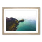 Big Box Art Lighthouse on The Isle of Anglesey in Abstract Framed Wall Art Picture Print Ready to Hang, Oak A2 (62 x 45 cm)