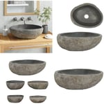 Vidaxl - Lavabo en pierre de rivière Ovale 29-38 cm - évier - éviers - Home & Living - Anthracite