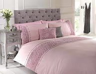 Rapport Duvet Quilt Cover Set Bedding Raised Rose & Ribbon Polycotton, Cotton and Polyester