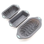 Ensemble de 3 pains grillés avec anneau gris, pain grillé en forme de fleur, cuisson au four, moule rectangulaire en silicone