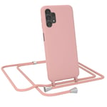 For Samsung Galaxy A13 4G Phone Chain Silicone Phone Case Light Pink