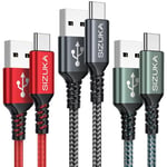 Câble USB C, Cable USB C Charge Rapide [3Pack/1m] 3.1A Chargeur Type C Nylon Câble USB A vers USB C pour Samsung Galaxy S22 S21 S20 S10 A13 A14 A21 A40 A53 A54