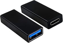 Duttek Lot de 2 adaptateurs USB C vers USB 3.0, USB 3.1, USB 3.0 Femelle vers USB C Femelle, Compatible avec iPhone 11, Google Pixel, Samsung Galaxy S20, Huawei, Moto (Noir)