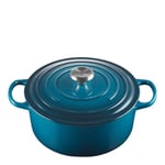 Le Creuset - Signature støpejernsgryte rund 26 cm 5,3L deep teal