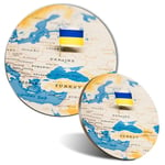 Mouse Mat & Coaster Set - World Map Ukraine Flag Kiev Travel  #46472