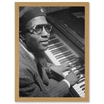 Artery8 Jazz Legend Thelonious Monk Cool Black & White A4 Artwork Framed Wall Art Print