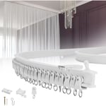 Tolletour - Kit de Rail de Rideau Plafond Pliable. 3M Rail de Rideau Flexible avec 30 Crochet pour Maison Chambre Fenêtre Salle de bain Bureau