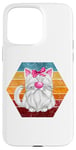 Coque pour iPhone 15 Pro Max White Cat Graphic For Women And Men Vintage Kitten Retro Cat