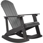 Fauteuil Bascule de Jardin à Lattes en Bois Synthétique Gris Foncé Adirondack