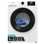 Hisense WF1G7021BW Freestanding 7 KG-Front Load Durable Inverter Washing Machine, Steam Wash-Quick Wash-15 Washing Programs-1200 RPM-White-Energy Rating B