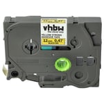 vhbw 1x Ruban compatible avec Brother PT 300, 2730VP, 300B, 300SP, 310B, 310 imprimante d'étiquettes 12mm Noir sur Jaune, extraforte