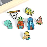 Set med 7 söta SpongeBob SquarePants Emalj Pins Animation Se