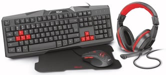 Trust Gaming - Ziva Kit de jeu 4 en 1 : casque-micro, clavier, souris et tapis